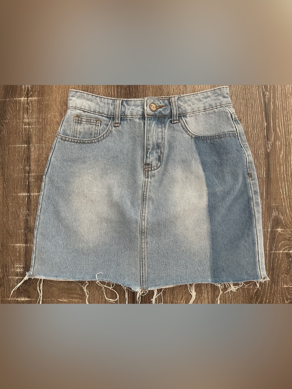 PrettyLittleThing - Two-Tone Light & Medium Blue Denim Mini Skirt - Size 2